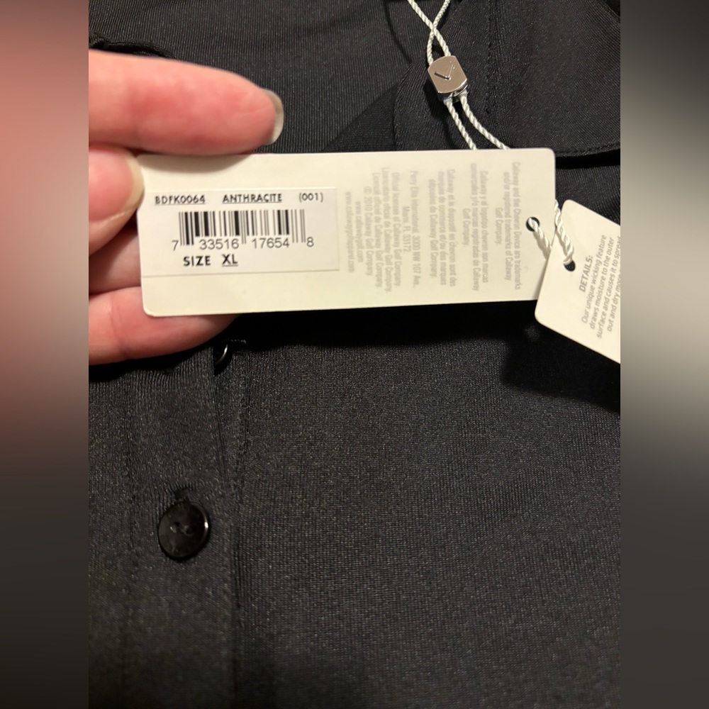 NWT Callaway black short sleeve golf shirt with unique side detailing, XL - Picture 12 of 16